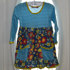 JELLY THE PUG Girls Stripped Floral Knit Dress Size 5